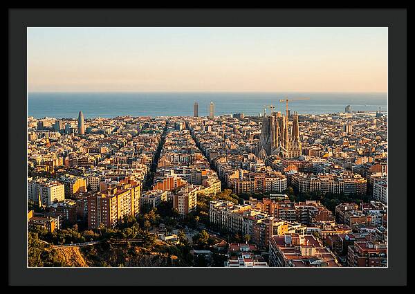 Barcelona Skyline At Golden Hour