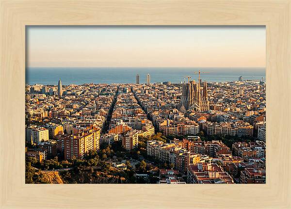 Barcelona Skyline At Golden Hour
