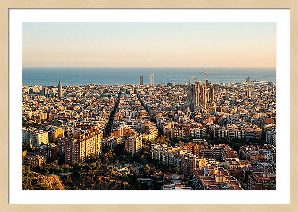 Barcelona Skyline At Golden Hour