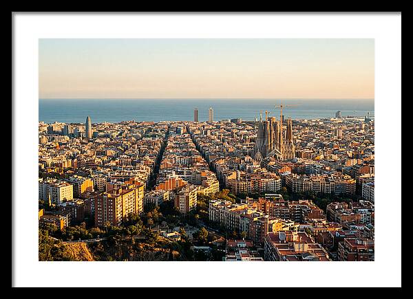 Barcelona Skyline At Golden Hour