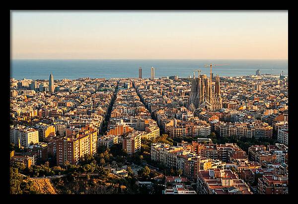 Barcelona Skyline At Golden Hour