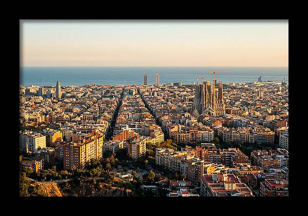 Barcelona Skyline At Golden Hour