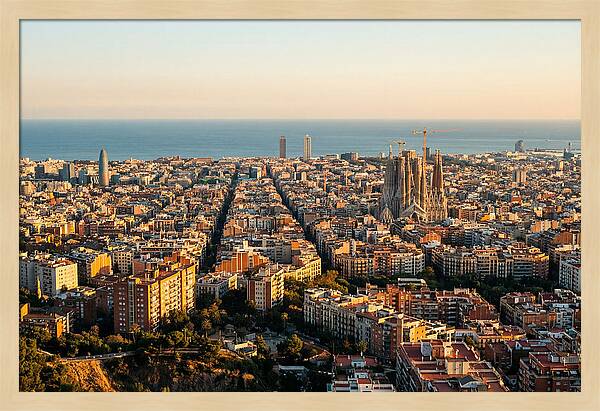 Barcelona Skyline At Golden Hour