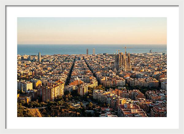Barcelona Skyline At Golden Hour