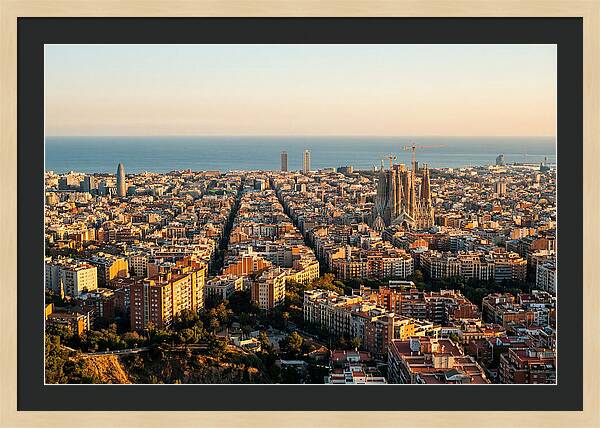 Barcelona Skyline At Golden Hour