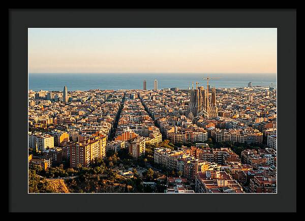 Barcelona Skyline At Golden Hour