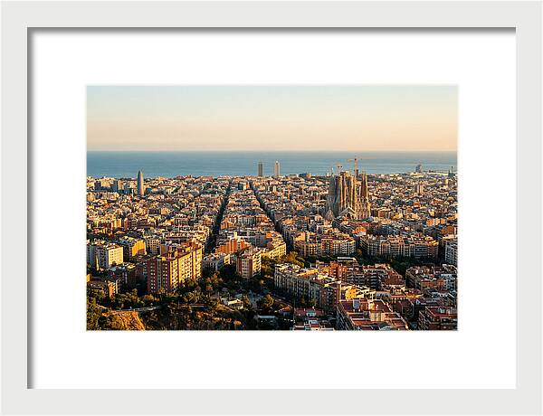 Barcelona Skyline At Golden Hour