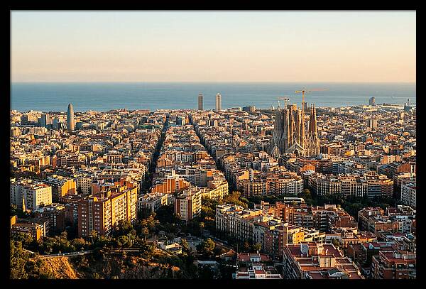 Barcelona Skyline At Golden Hour