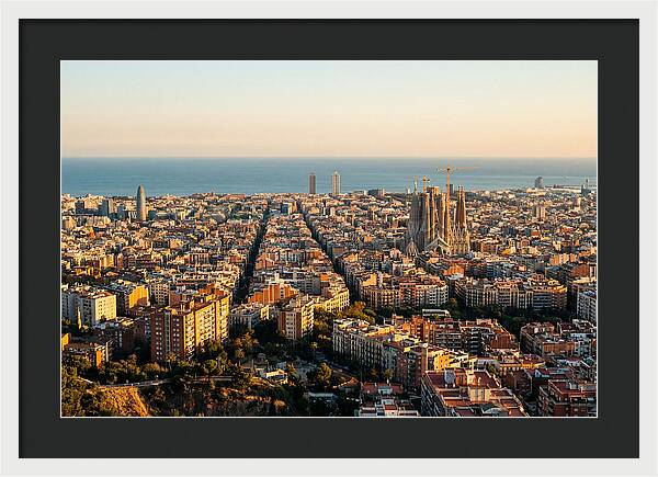Barcelona Skyline At Golden Hour