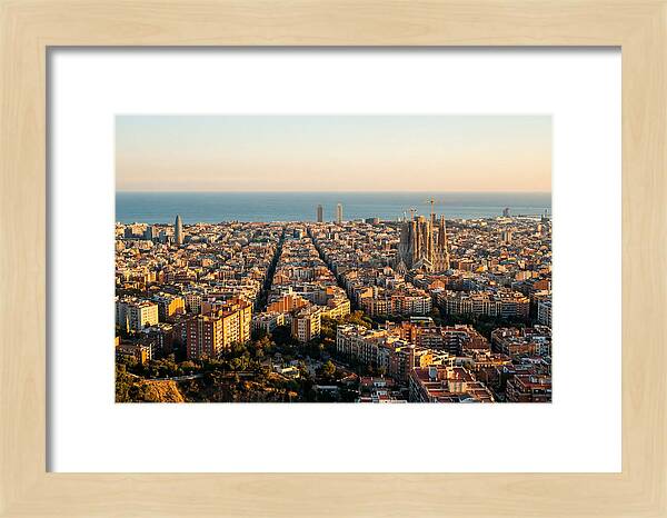 Barcelona Skyline At Golden Hour