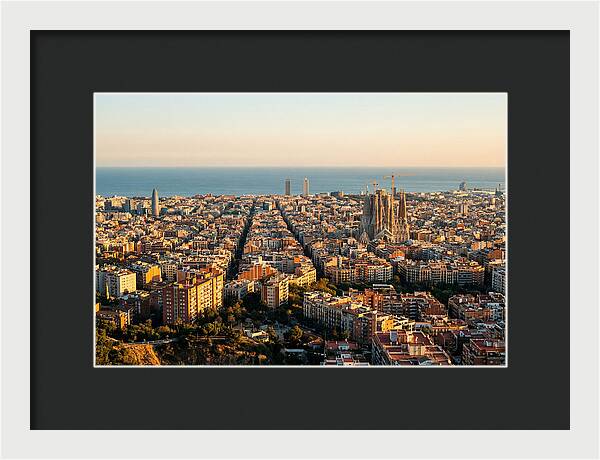 Barcelona Skyline At Golden Hour