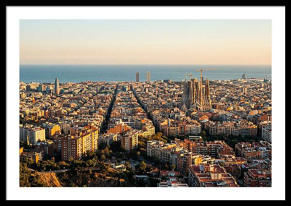 Barcelona Skyline At Golden Hour