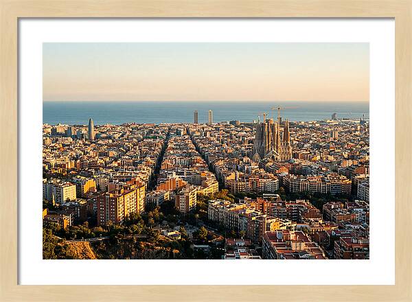 Barcelona Skyline At Golden Hour