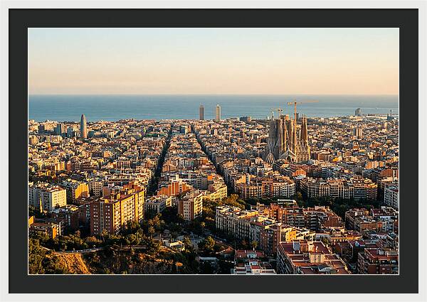 Barcelona Skyline At Golden Hour