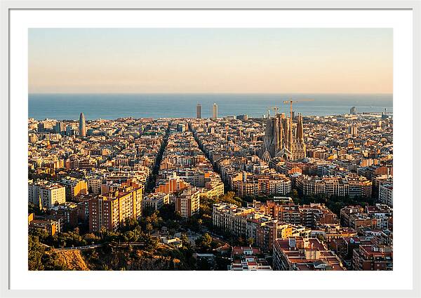 Barcelona Skyline At Golden Hour