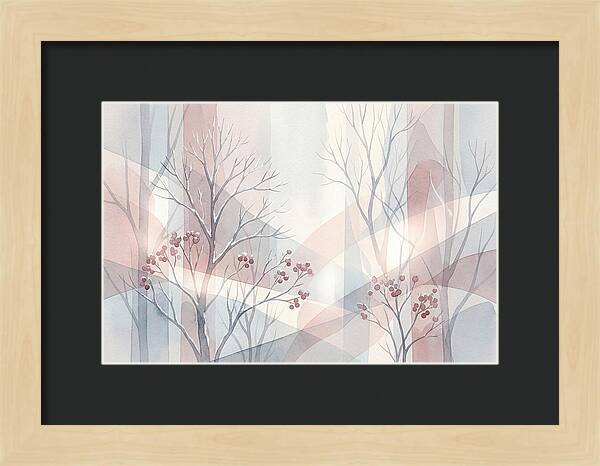 Bare Winter Trees With Red Berries
