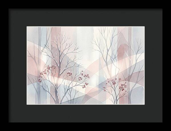 Bare Winter Trees With Red Berries
