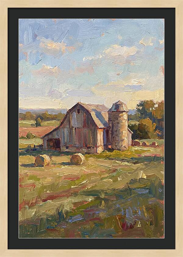 Barn And Silo At Dusk