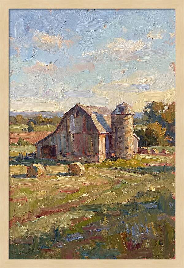 Barn And Silo At Dusk