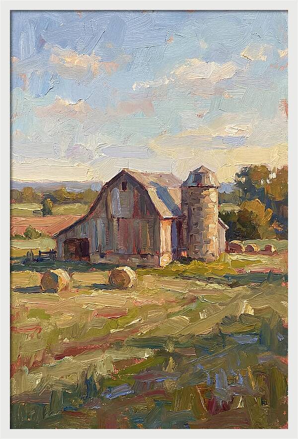 Barn And Silo At Dusk