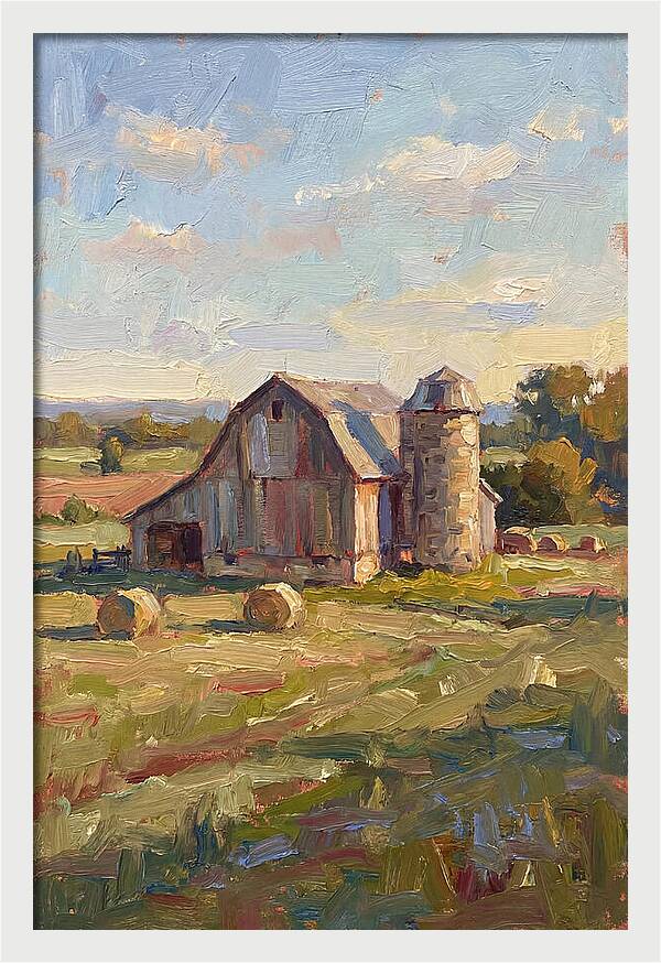 Barn And Silo At Dusk