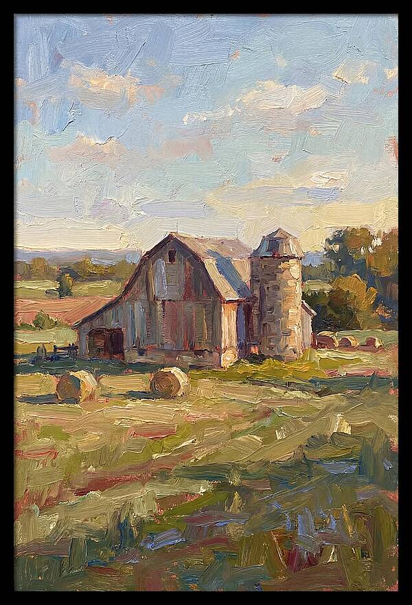 Barn And Silo At Dusk