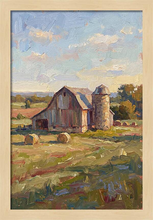 Barn And Silo At Dusk