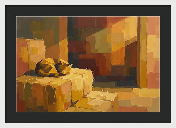 Barn Cat Napping In Sunlight