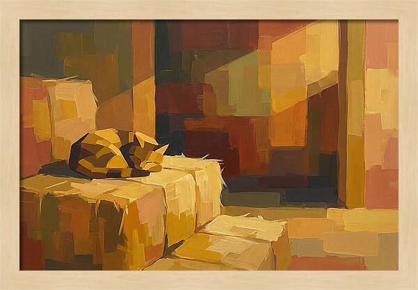 Barn Cat Napping In Sunlight