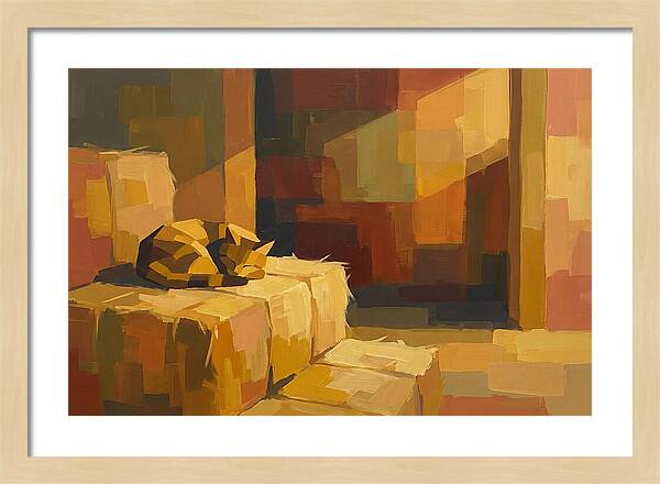 Barn Cat Napping In Sunlight