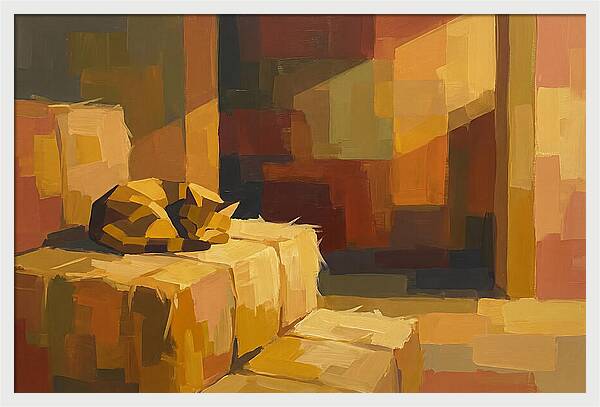 Barn Cat Napping In Sunlight