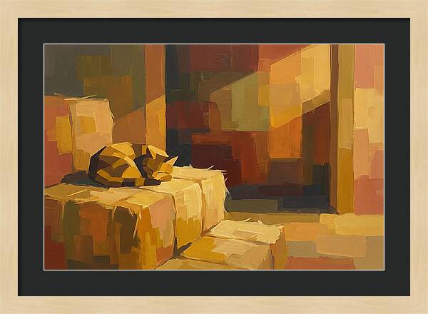 Barn Cat Napping In Sunlight