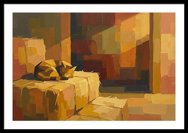 Barn Cat Napping In Sunlight