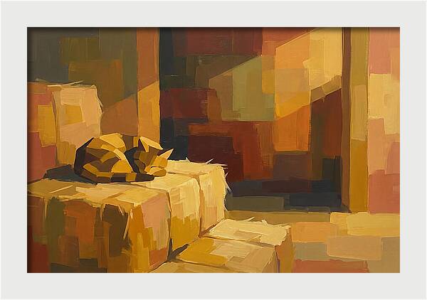 Barn Cat Napping In Sunlight
