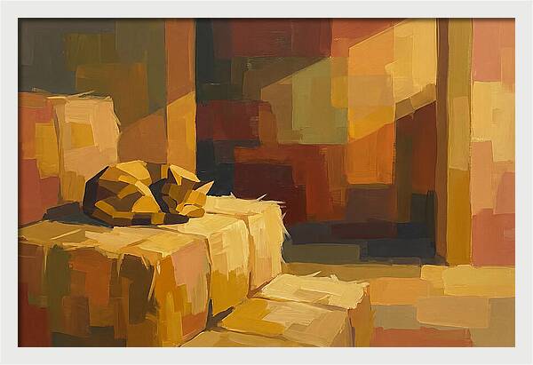 Barn Cat Napping In Sunlight