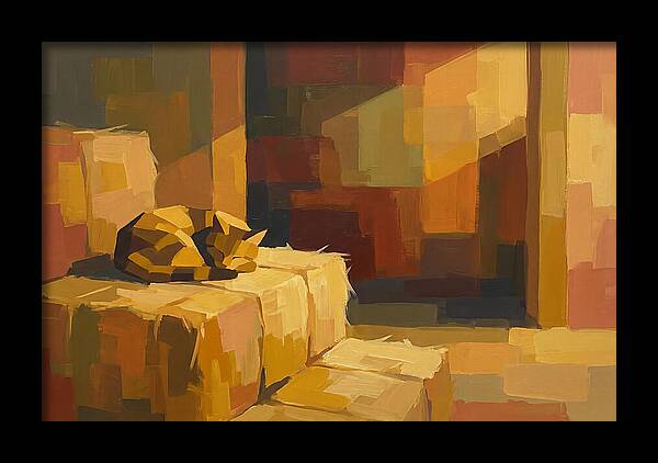 Barn Cat Napping In Sunlight