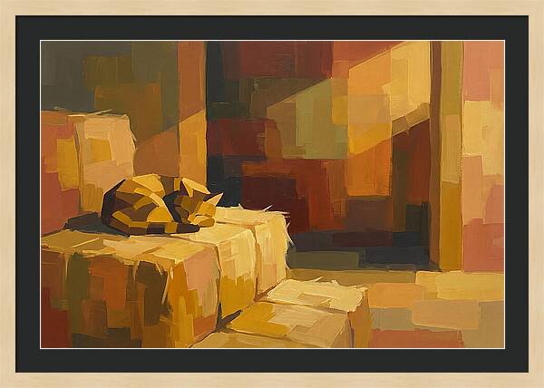 Barn Cat Napping In Sunlight