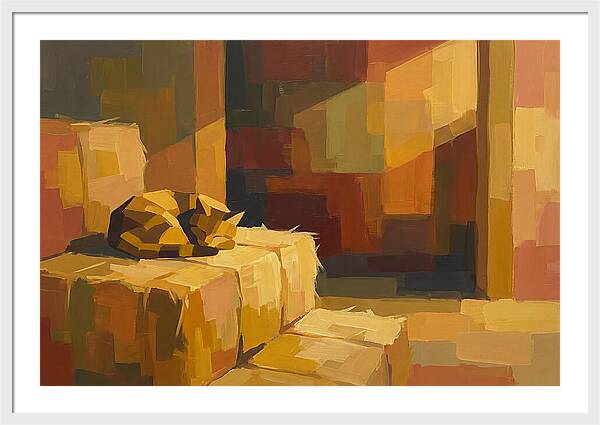 Barn Cat Napping In Sunlight
