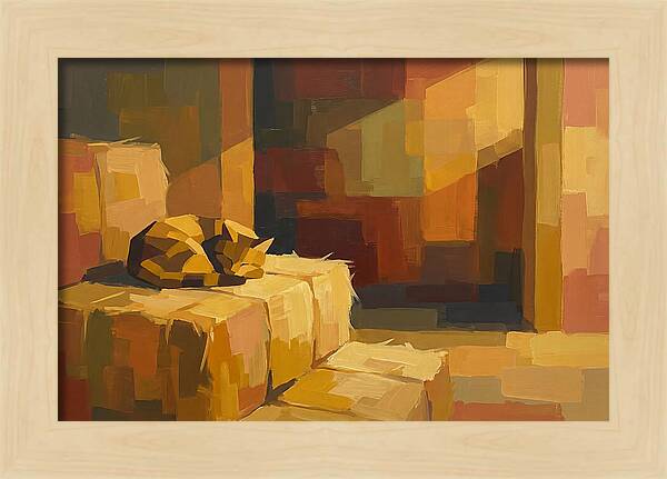 Barn Cat Napping In Sunlight