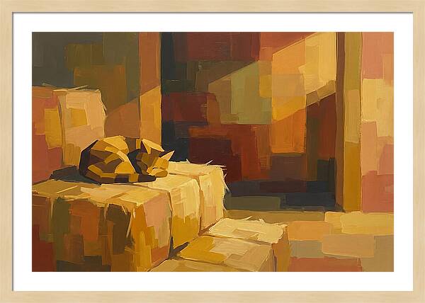 Barn Cat Napping In Sunlight