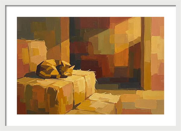 Barn Cat Napping In Sunlight