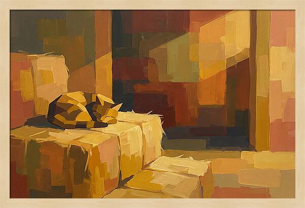 Barn Cat Napping In Sunlight