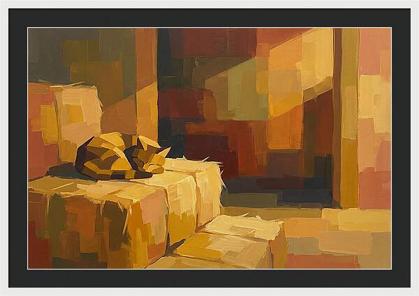Barn Cat Napping In Sunlight