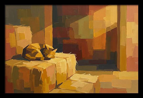 Barn Cat Napping In Sunlight