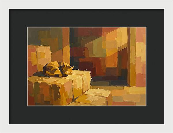 Barn Cat Napping In Sunlight