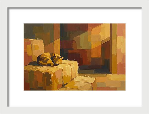 Barn Cat Napping In Sunlight