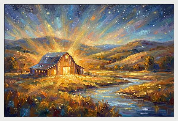 Barn Landscape At Dusk