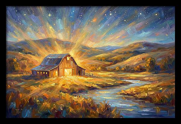 Barn Landscape At Dusk