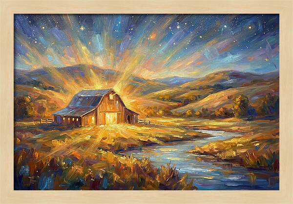 Barn Landscape At Dusk