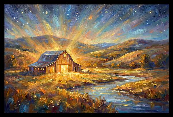 Barn Landscape At Dusk